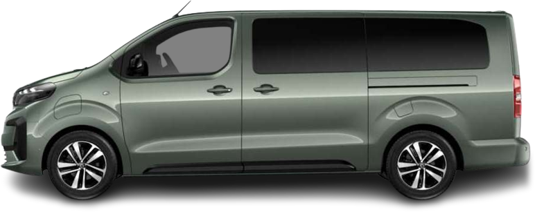 Side view photo of Peugeot e-Traveller L2 75 kWh (2024-...) on transparent background