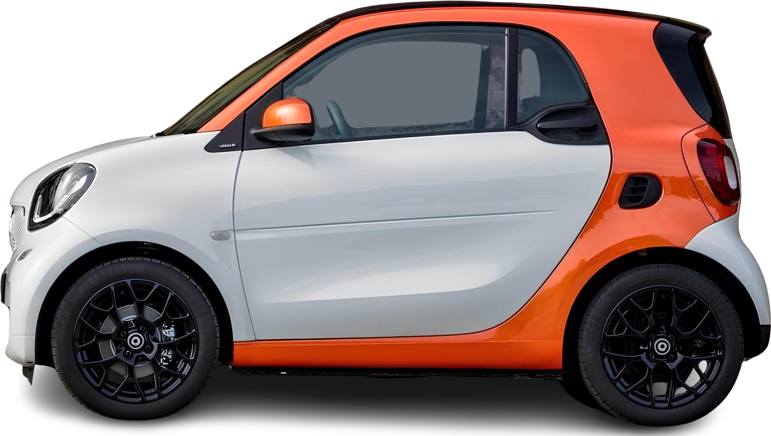 Side view photo of Smart EQ fortwo coupe (2017-2019) on transparent background