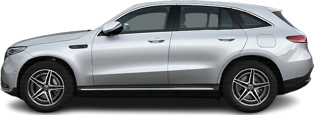 Side view photo of Mercedes EQC 400 4MATIC (2019-2023) on transparent background