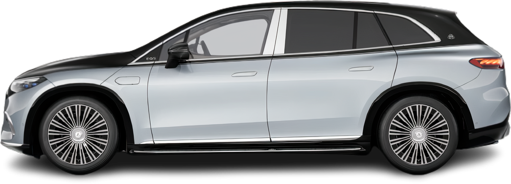 Side view photo of Mercedes EQS SUV Maybach 680 (2024-…) on transparent background