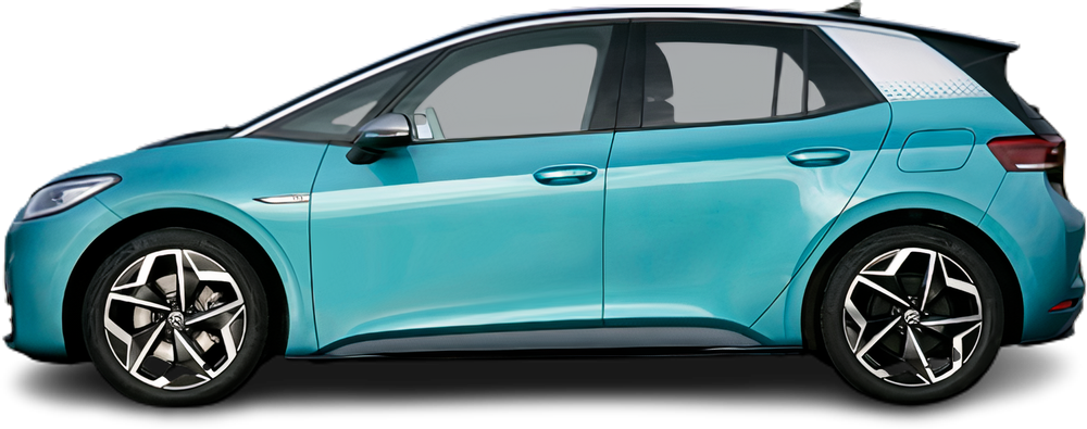 Side view photo of Volkswagen ID.3 Pro Performance (2020-2023) on transparent background