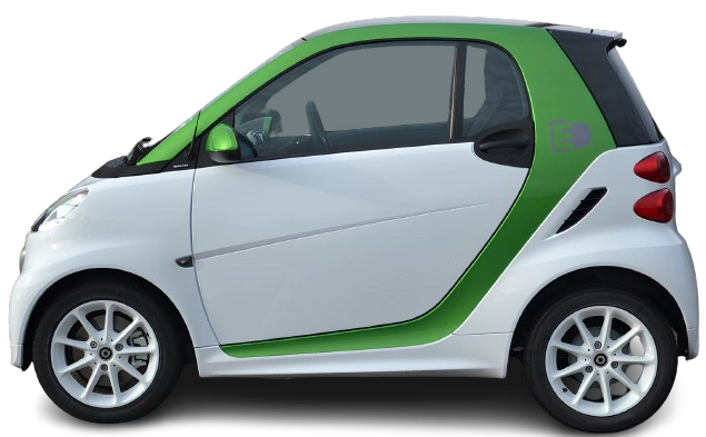 Side view photo of Smart Electric Drive fortwo coupe (2012-2016) on transparent background