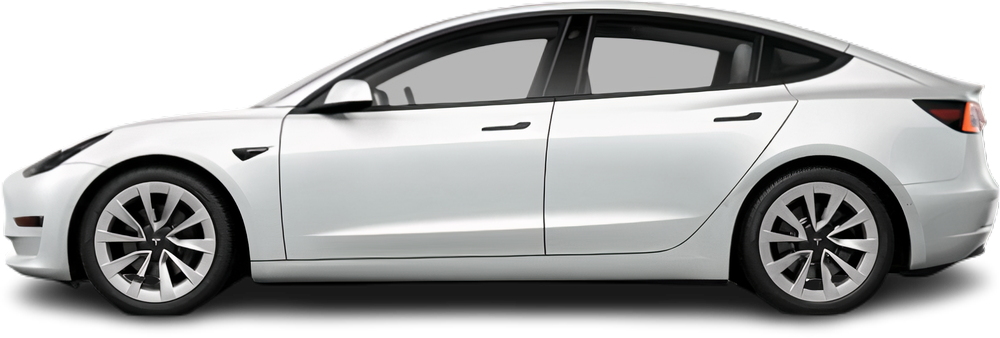 Side view photo of Tesla Model 3 Standard Range Plus (2019-2021) on transparent background