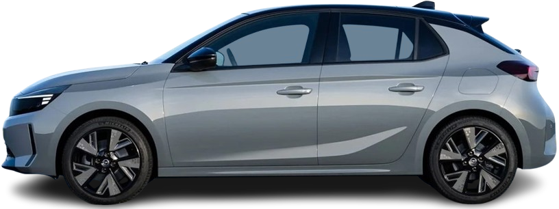 Side view photo of Opel Corsa Electric 51 kWh (2023-…) on transparent background