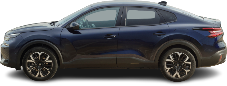 Side view photo of Citroën e-C4 X 50 kWh (2024-…) on transparent background