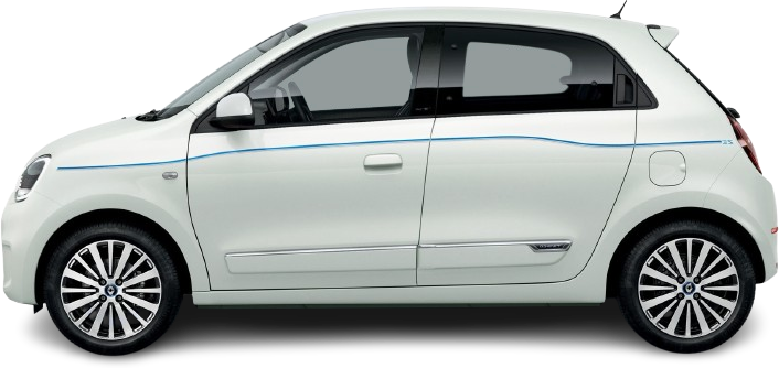 Side view photo of Renault Twingo Z.E. (2020-2024) on transparent background