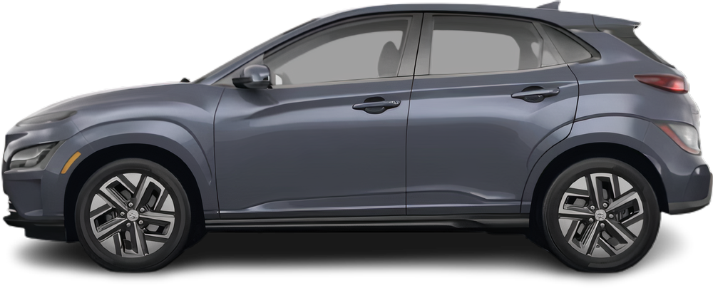 Side view photo of Hyundai Kona Electric Long Range (2021-2023) on transparent background