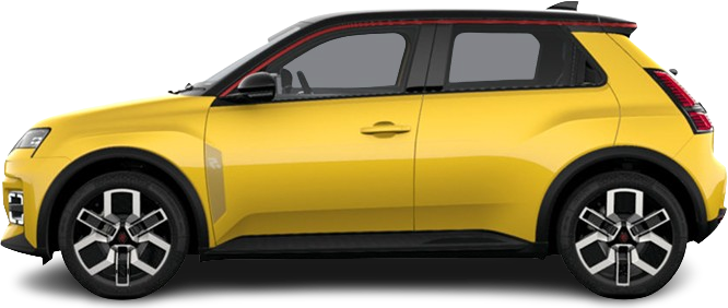 Side view photo of Renault 5 E-Tech EV40 120hp (2024-...) on transparent background