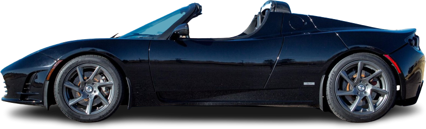 Side view photo of Tesla Roadster 2.5 (2010-2012) on transparent background