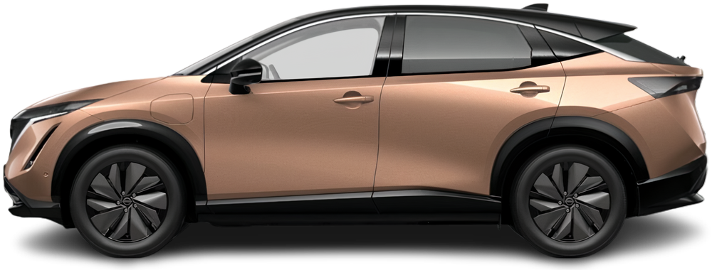 Side view photo of Nissan Ariya 63 kWh FWD (2021-…) on transparent background