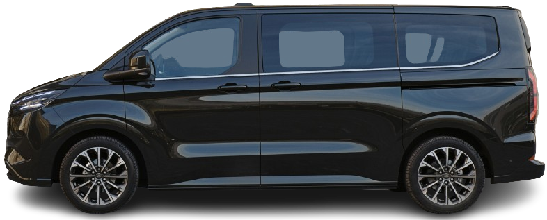 Side view photo of Ford e-Tourneo Custom L1 210 kW (2024-...) on transparent background
