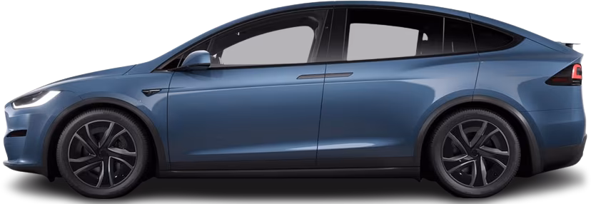 Side view photo of Tesla Model X Dual Motor (2025-…) on transparent background