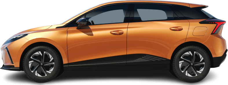 Side view photo of MG MG4 Electric XPOWER (2023-…) on transparent background