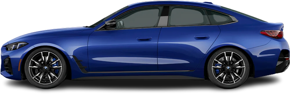 Side view photo of BMW i4 M50 (2024-…) on transparent background