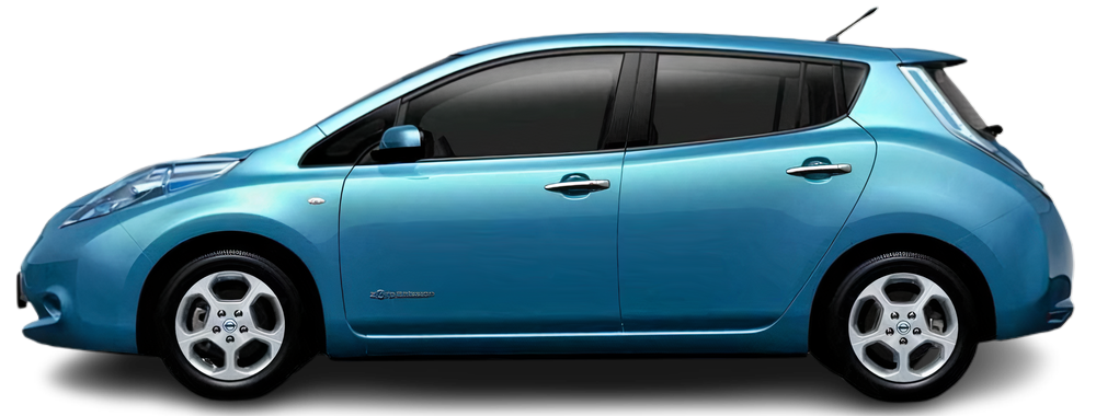 Side view photo of Nissan Leaf 24 kWh (2010-2013) on transparent background