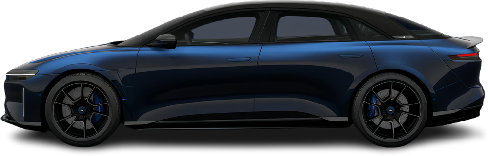Side view photo of Lucid Air Sapphire (2023-…) on transparent background
