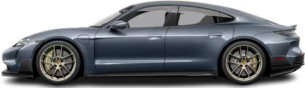 Side view photo of Porsche Taycan Turbo GT (2024-…) on transparent background