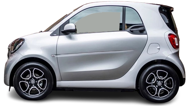 Side view photo of Smart EQ fortwo coupe (2020-2023) on transparent background