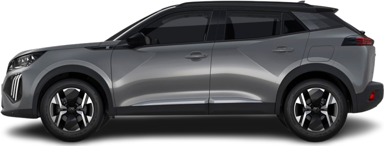 Side view photo of Peugeot e-2008 50 kWh (2023-…) on transparent background
