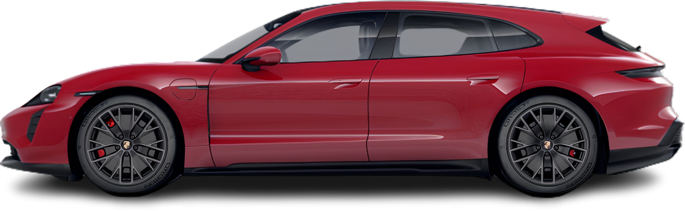 Side view photo of Porsche Taycan GTS Sport Turismo (2022-2024) on transparent background