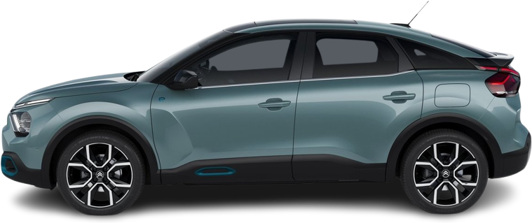 Side view photo of Citroën e-C4 50 kWh (2020-2024) on transparent background
