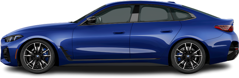 Side view photo of BMW i4 M50 (2021-2024) on transparent background