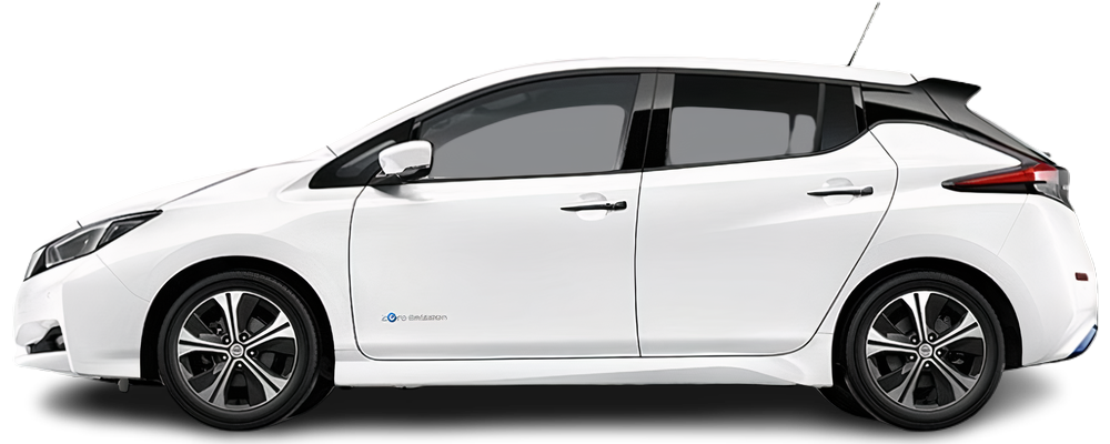 Side view photo of Nissan Leaf 62 kWh (2017-2022) on transparent background