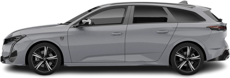 Side view photo of Peugeot e-308 Station Wagon (2023-…) on transparent background