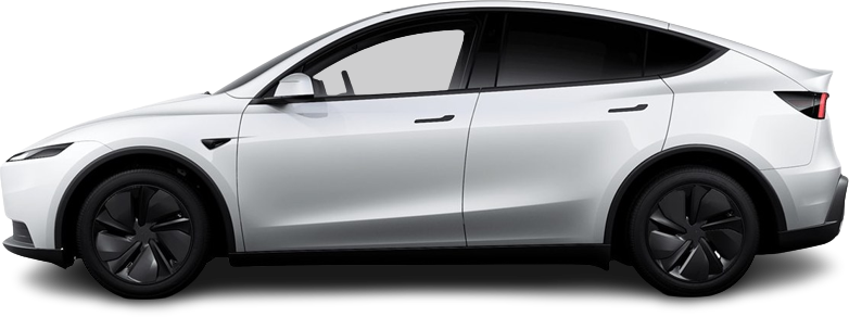 Side view photo of Tesla Model Y Standard RWD (2025-...) on transparent background