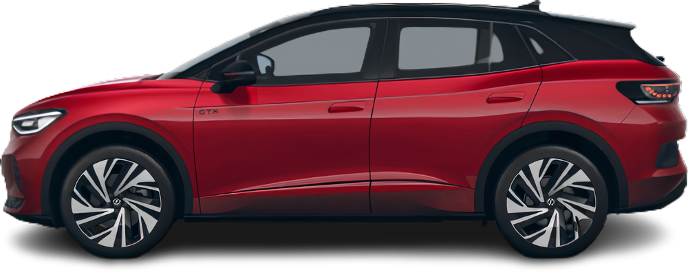 Side view photo of Volkswagen ID.4 GTX (2025-...) on transparent background
