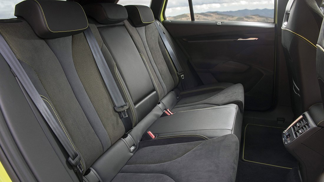 Škoda Enyaq RS (2023-2025) rear seats, back seats, passenger seats, legroom, headroom, interior