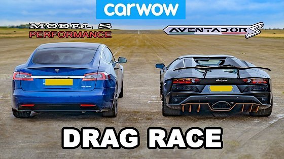 Video: Lamborghini Aventador vs NEW Tesla Model S Performance: DRAG RACE!