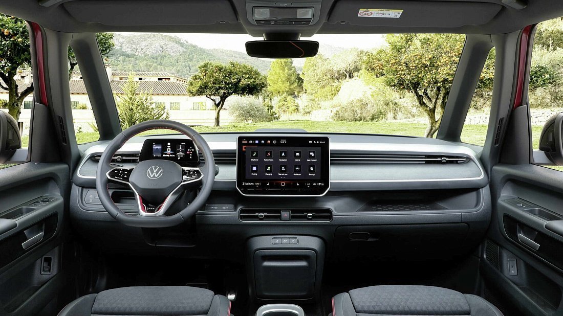 Volkswagen ID.Buzz Long GTX (2024-…) interior, front seat, driver seat, dashboard, steering wheel, infotainment, cockpit
