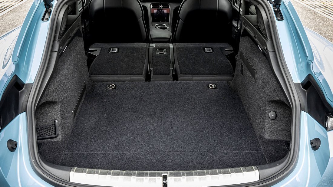 Porsche Taycan 4S Cross Turismo (2021-2024) trunk, boot, expanded, folded seats, maximum volume, max cargo, max capacity, max storage