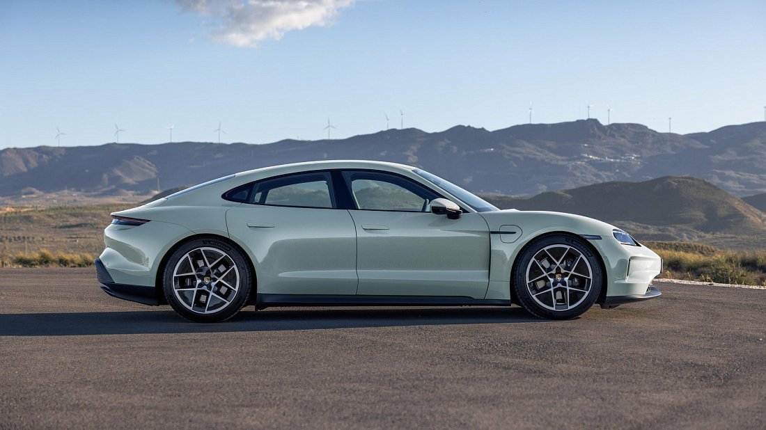 Porsche Taycan RWD Plus (2024-…) side profile, silhouette, doors, wheels, exterior