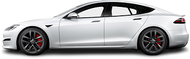 Side view photo of Tesla Model S Plaid (2021-…) on transparent background