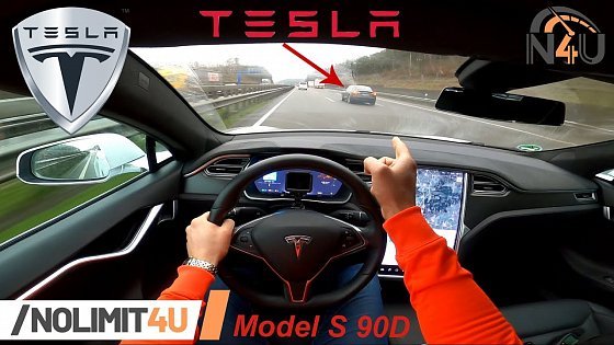 Video: Tesla Model S 90D TOP SPEED &amp; ACCELERATION (0 - 100) REVIEW on German Autobahn / POV by NoLimit4U