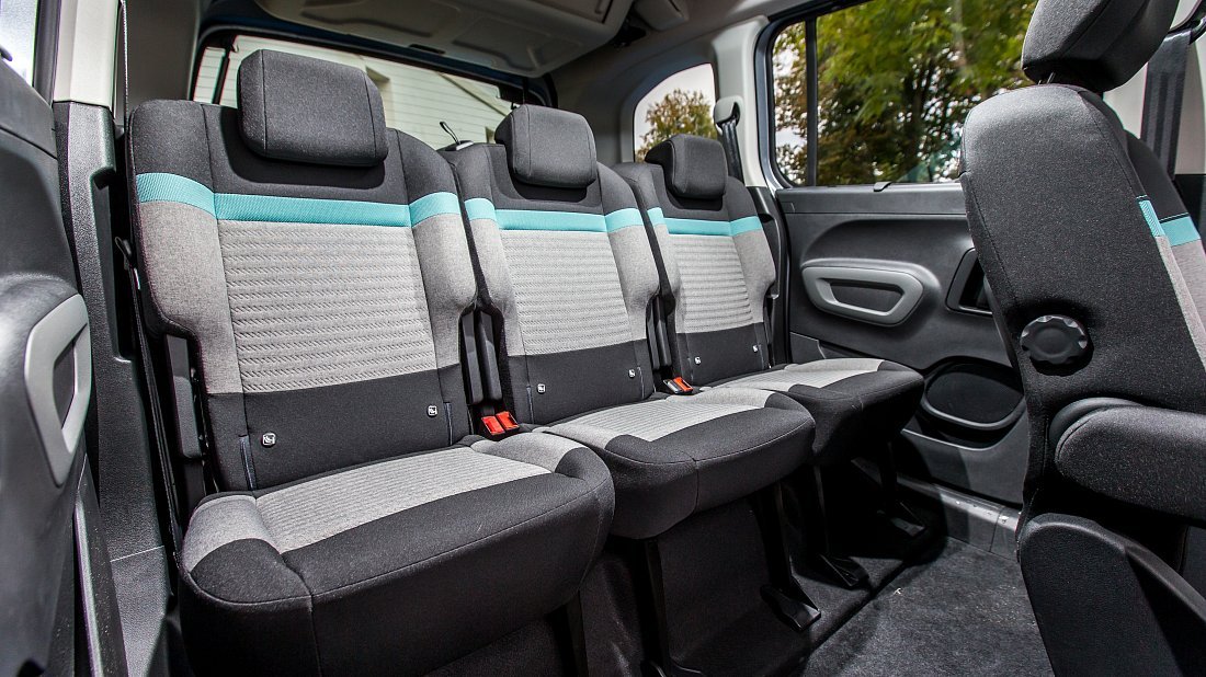 Citroën e-Berlingo M 50 kWh (2021-2024) rear seats, back seats, passenger seats, legroom, headroom, interior