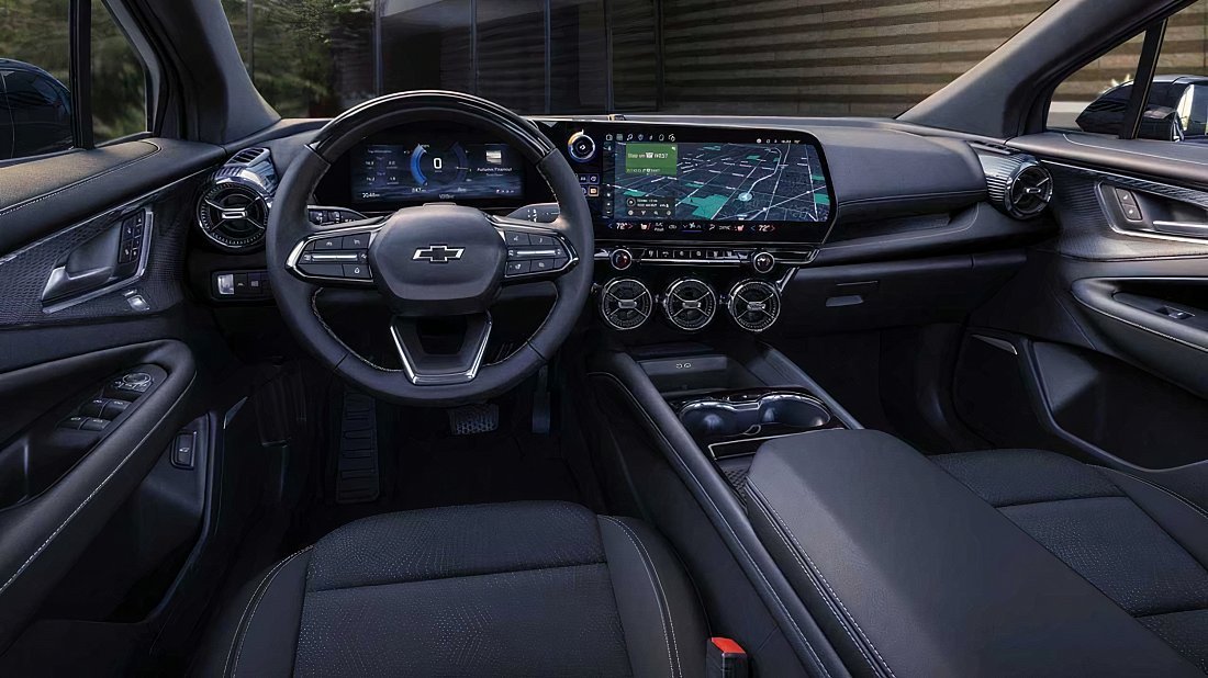 Chevrolet Blazer EV AWD (2023-…) interior, front seat, driver seat, dashboard, steering wheel, infotainment, cockpit