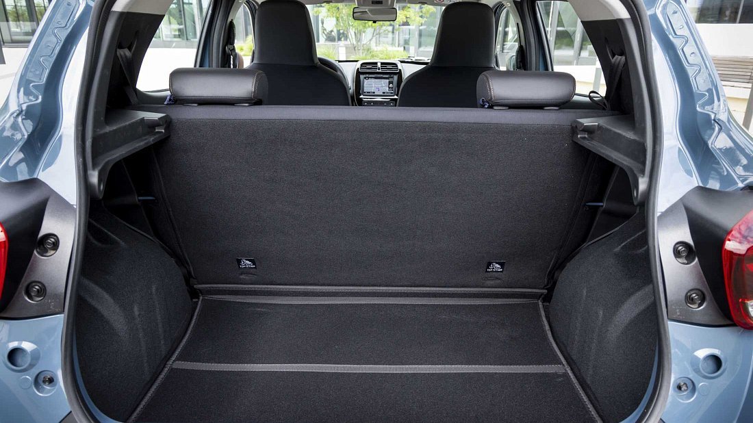 Dacia Spring Electric 65 (2023-2024) trunk photo, boot, seats up, seats upright, cargo space, cargo volume, cargo capacity, storage