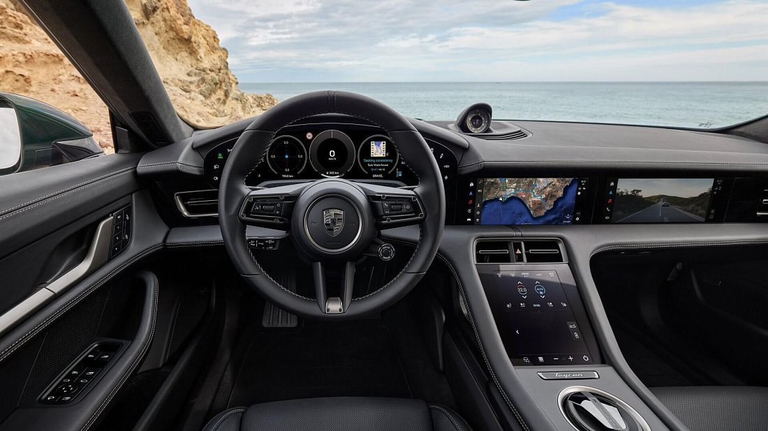 Porsche Taycan RWD Sport Turismo (2024-…) interior, front seat, driver seat, dashboard, steering wheel, infotainment, cockpit