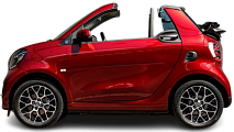 Side view photo of Smart EQ fortwo cabrio (2020-2023) on transparent background