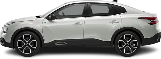 Side view photo of Citroën e-C4 X 50 kWh (2022-2024) on transparent background