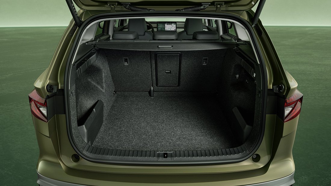Škoda Enyaq 85 (2025-…) trunk, boot, seats up, seats upright, cargo space, cargo volume, cargo capacity, storage