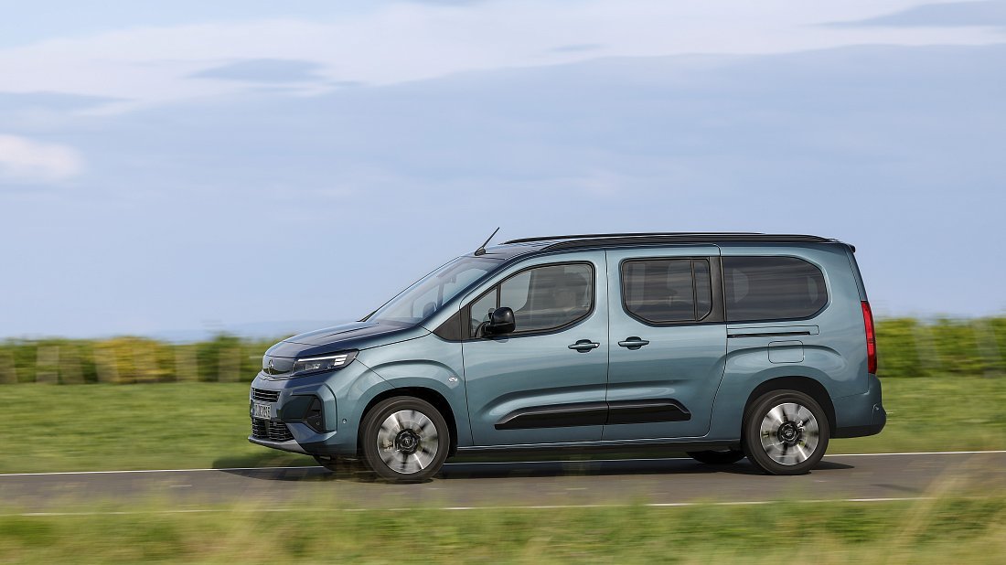 Opel Combo Electric Life XL 52 kWh (2024-...) side profile photo, silhouette, doors, wheels, exterior