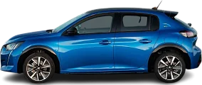 Side view photo of Peugeot e-208 51 kWh (2022-2023) on transparent background