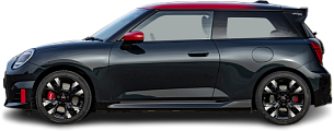Side view photo of Mini Cooper JCW (2024-…) on transparent background