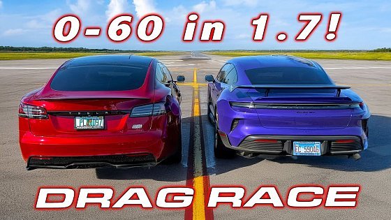 Video: Quickest Porsche EVER! * 1092 HP Taycan Turbo GT Weissach vs Tesla Model S Plaid 1/4 Mile DRAG RACE