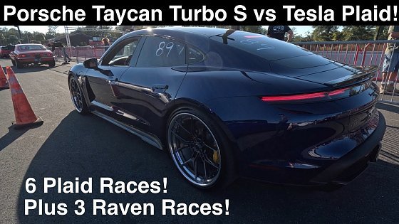 Video: Porsche Taycan Turbo S vs Tesla Plaid! 3 Times! Plus 434ci Camaro! 3 Mustangs! IONIQ5 N! NINE Races!