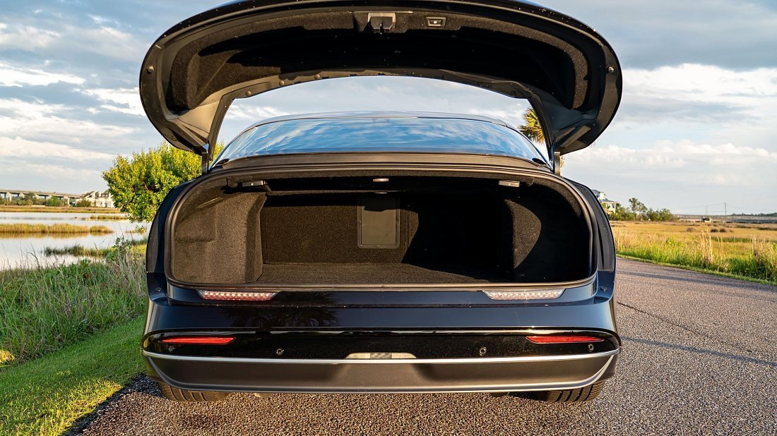 Lucid Air Pure RWD (2022-…) trunk, boot, seats up, seats upright, cargo space, cargo volume, cargo capacity, storage